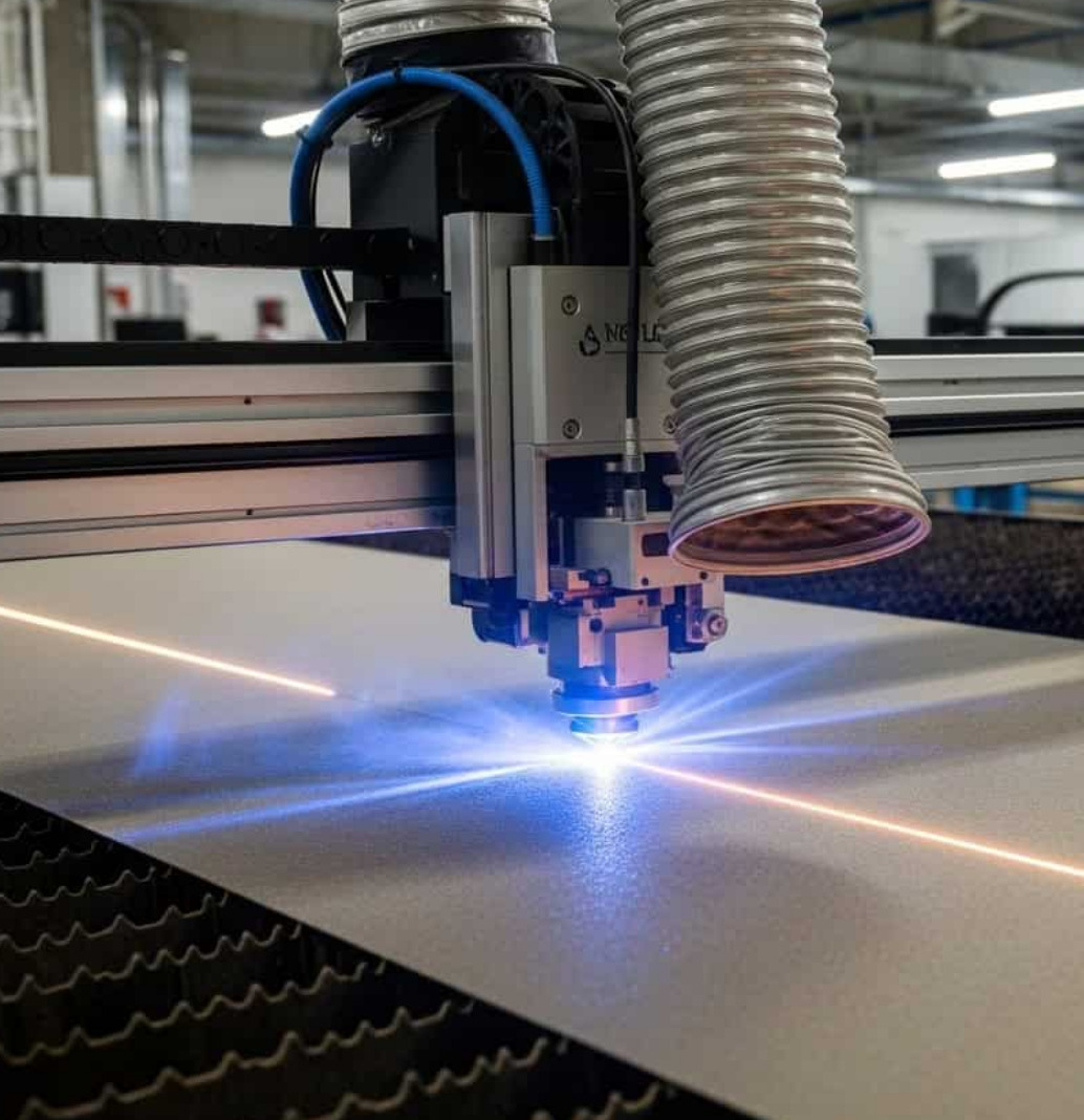 Máquina láser trabajando
